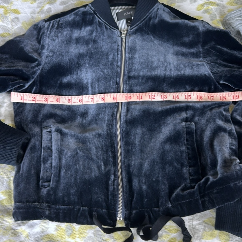 J. Crew Navy Velvet Bomber Jacket Size XS - Picture 6 of 10